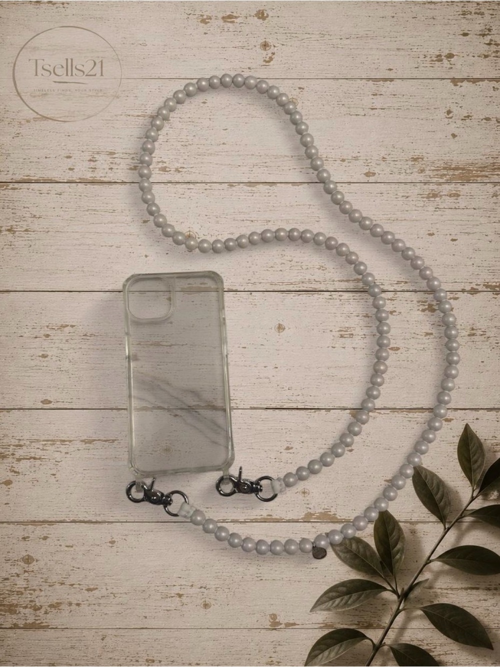 Handy Beads Pearl Crossbody Clear Phone Case - IPhone 14